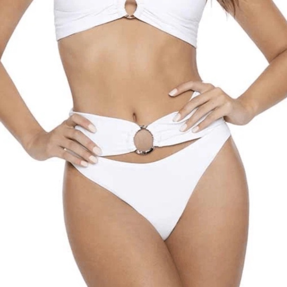 PilyQ High Waist WaterLily Ring Teeny Bikini Bottoms - Picture 7 of 9